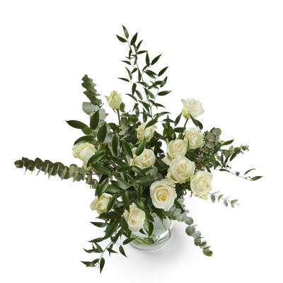 Boeket met 12 witte rozen